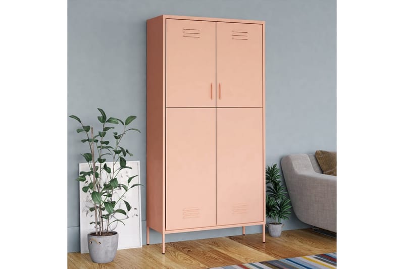 Garderob 90x50x180 cm rosa stål - Rosa - Garderobsskåp - Barngarderob