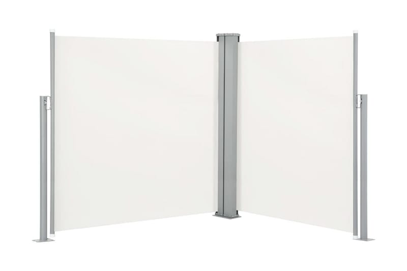 Infällbar sidomarkis dubbel 170x600 cm gräddvit - Vit - Sidomarkis - Skärmskydd & vindskydd - Markiser