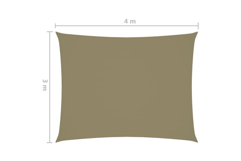 Solsegel oxfordtyg rektangulärt 3x4 m beige - Beige - Solsegel