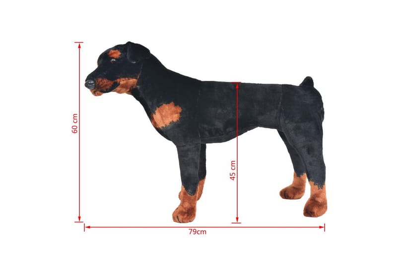 Stående leksakshund rottweiler plysch svart och brun XXL - Svart - Barn & bebis - Barnrumsinredning & leksaker