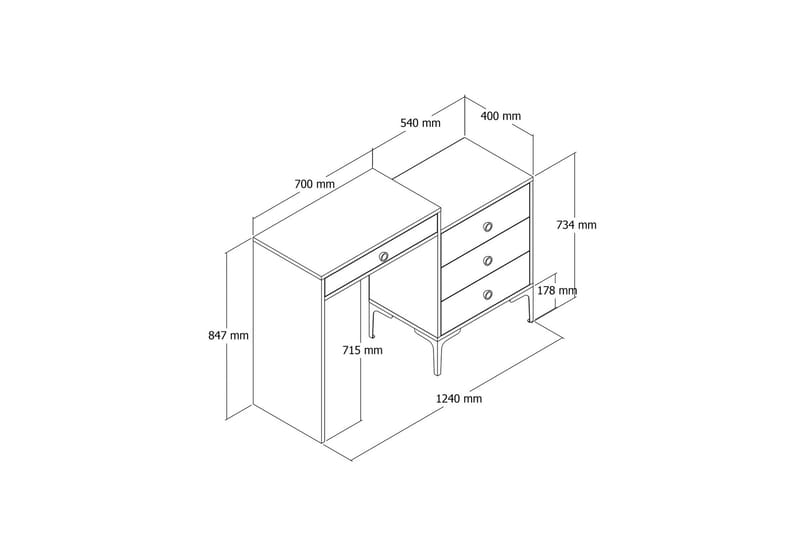 AMEIAS Sminkbord 124x84,7 cm Brun - Möbler - Bord - Sminkbord