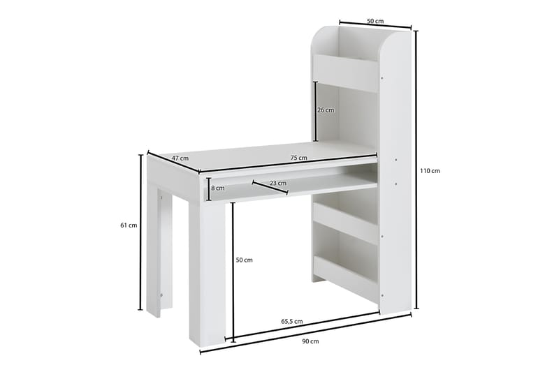 KACHOUR Barnskrivbord 90 cm Rektangulär Vit - Barn & bebis - Barnmöbler - Barnbord