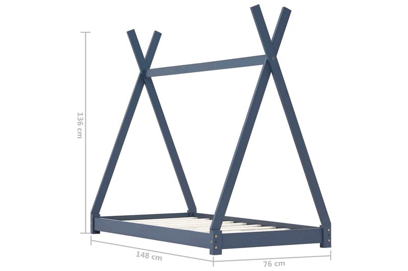 Barnsäng grå massiv furu 70x140 cm - Mörkgrå - Barn & bebis - Barnmöbler - Barnsäng & juniorsäng - Enkelsäng barn