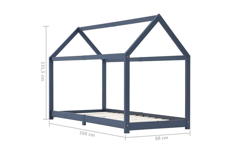 Barnsäng grå massiv furu 80x160 cm - Mörkgrå - Barn & bebis - Barnmöbler - Barnsäng & juniorsäng - Enkelsäng barn