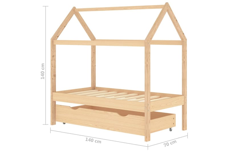 Hussäng med låda massiv furu 70x140 cm - Mörkbrun - Barn & bebis - Barnmöbler - Barnsäng & juniorsäng - Hussäng