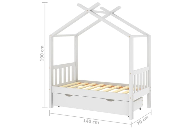 Hussäng med låda vit massiv furu 70x140 cm - Vit - Möbler - Sovrum - Sängram & sängstomme