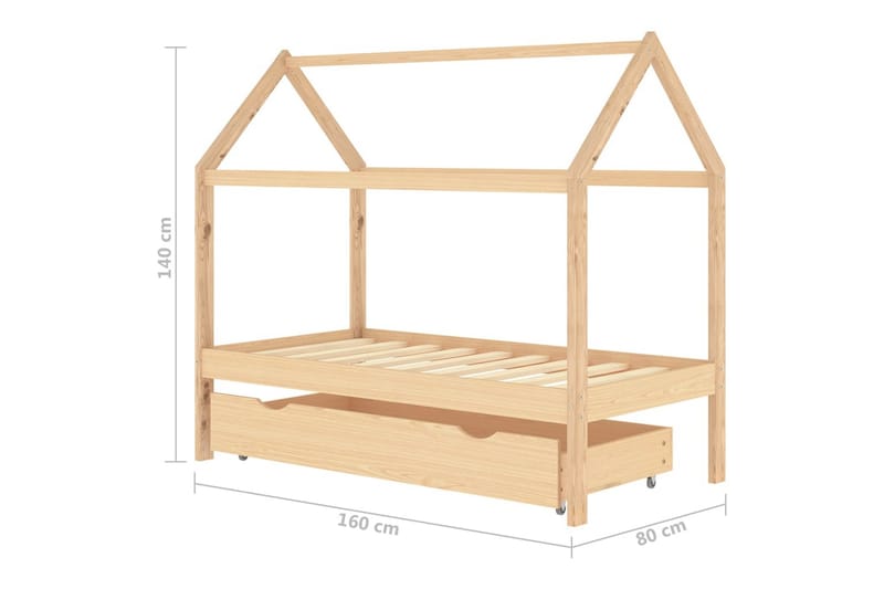 Hussäng med låda vit massiv furu 80x160 cm - Brun - Barn & bebis - Barnmöbler - Barnsäng & juniorsäng - Hussäng