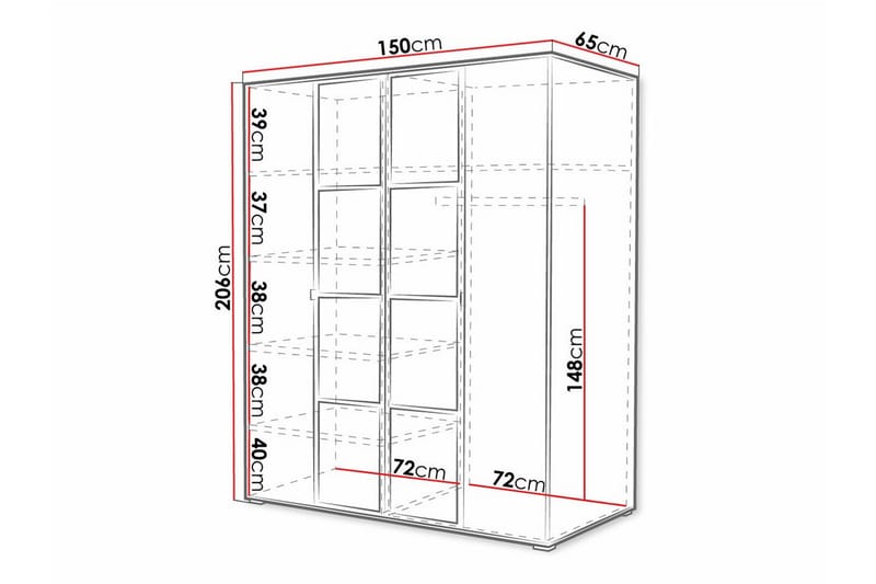 Aberfelt Barnskåp 150x206 cm Svart - Barn & bebis - Förvaring barnrum