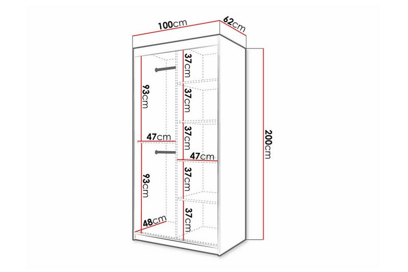 Dunvegan Garderob 100x200 cm Svart - Barn & bebis - Förvaring barnrum