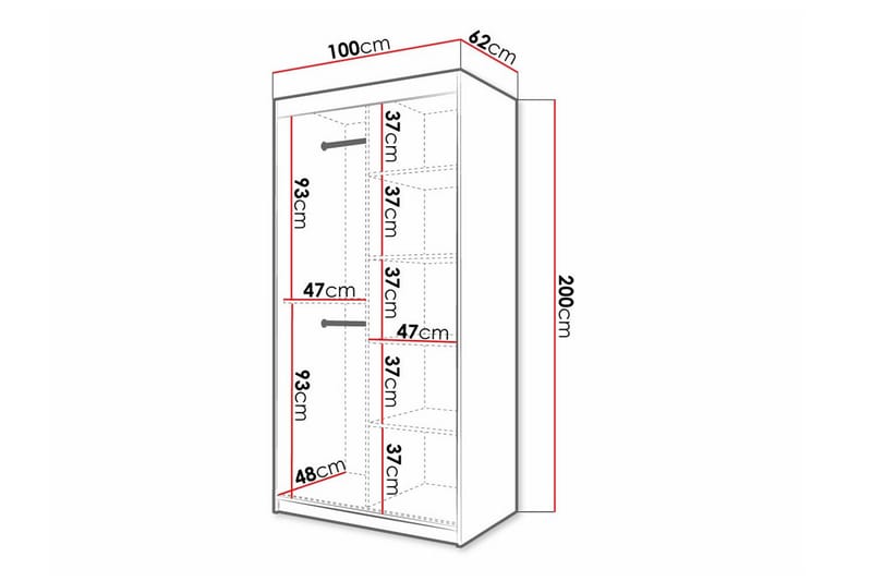 Dunvegan Garderob 100x200 cm Svart - Barn & bebis - Förvaring barnrum