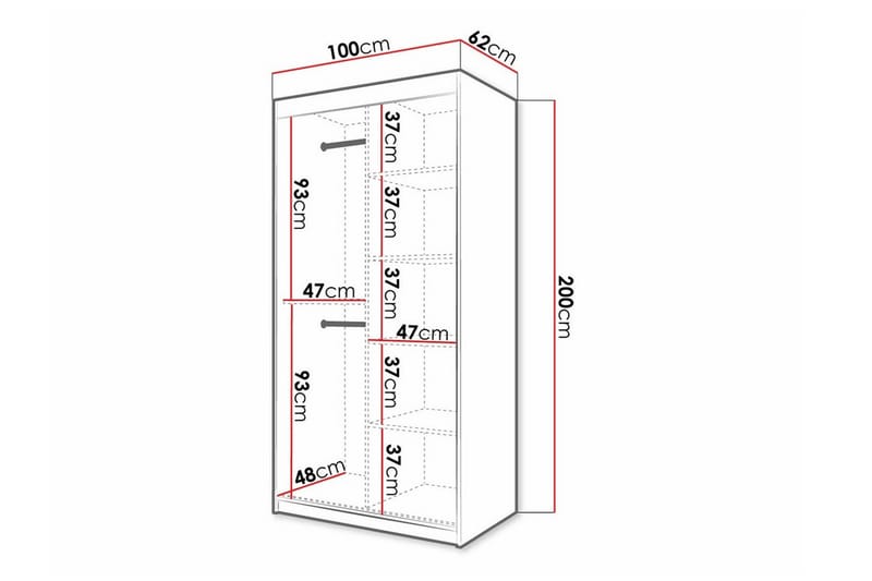 Dunvegan Garderob 100x200 cm Svart - Barn & bebis - Förvaring barnrum