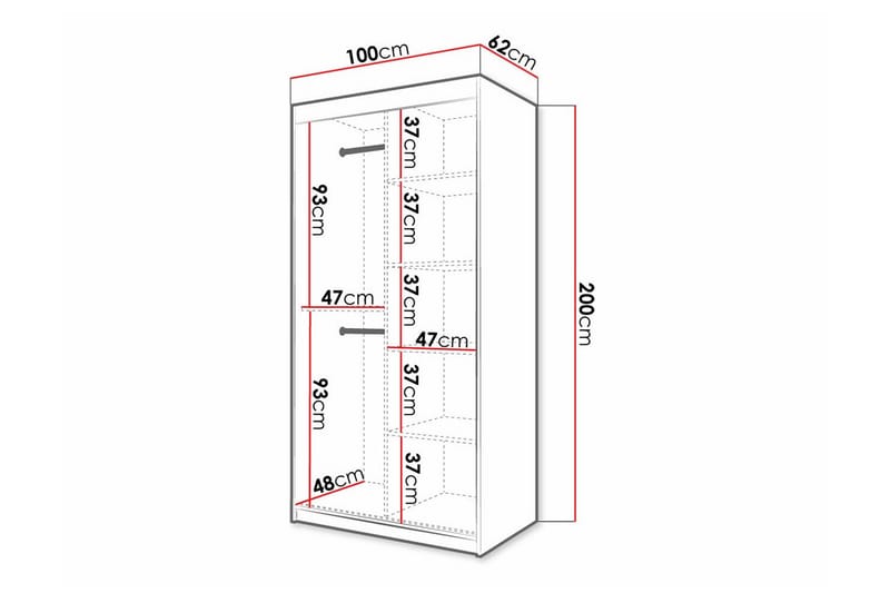 Dunvegan Garderob 100x200 cm Vit - Barn & bebis - Förvaring barnrum