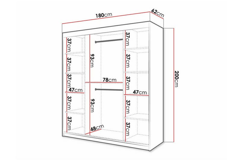 Dunvegan Garderob 180x200 cm Svart - Barn & bebis - Förvaring barnrum