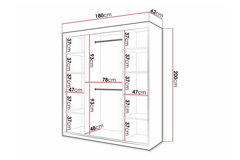 Dunvegan Garderob 180x200 cm Vit - Barn & bebis - Förvaring barnrum