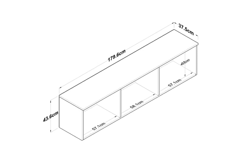 JAIBIR Vägghylla 179,6x37,5 cm Vit - Förvaring - Hyllor - Vägghylla