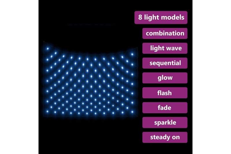 Ljusnät blå 3x2 m 204 LED inne/ute - Blå - Belysning - Julbelysning