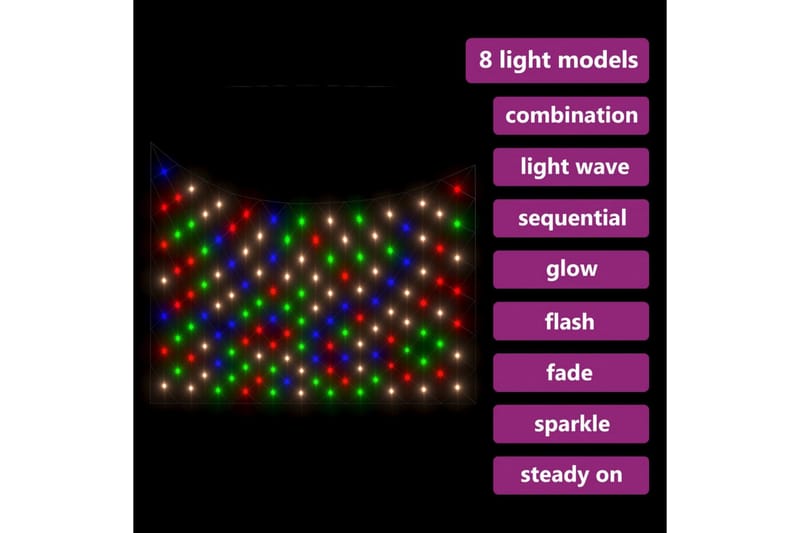 Ljusnät flerfärgad 3x2 m 204 LED inne/ute - Flerfärgad - Belysning - Julbelysning