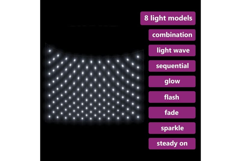 Ljusnät kallvit 3x2 m 204 LED inne/ute - Vit - Belysning - Julbelysning