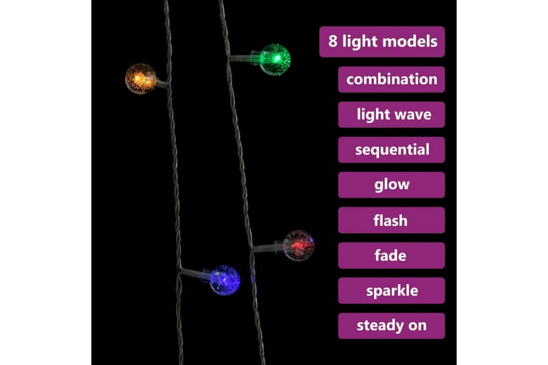 Ljusslinga 20 m kulor 200 lysdioder flerfärgad 8 funktioner - Grön - Belysning - Julbelysning