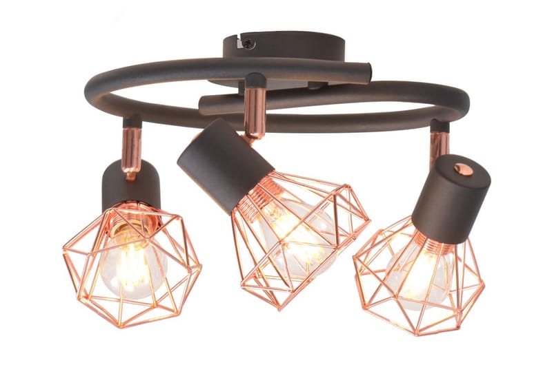 Taklampa med 3 spotlights E14 svart och koppar - Svart - Kökslampa & pendellampa - Sovrumslampa - Fönsterlampa hängande