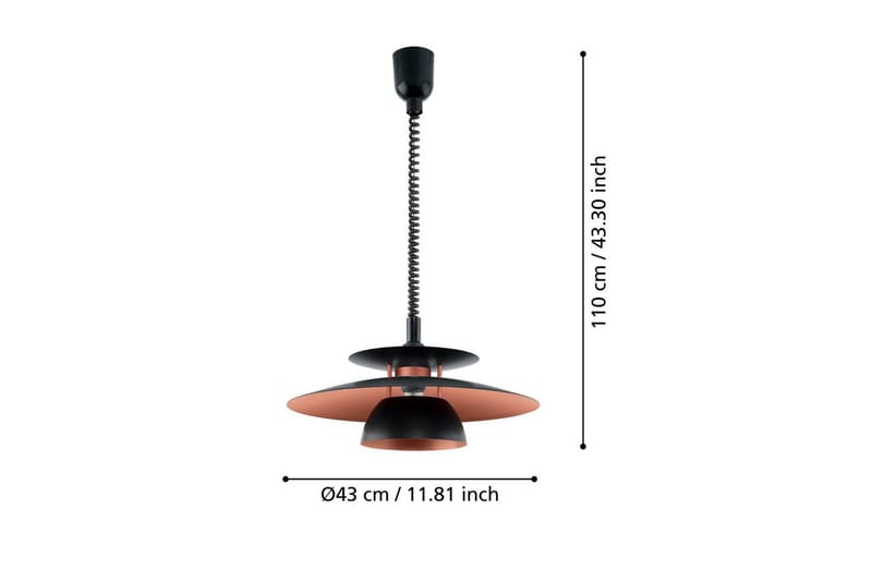 Takpendel Eglo Brenda Höjdjusterbar Svart, Koppar - Svart/Koppar - Belysning - Inomhusbelysning & lampor - Fönsterlampor & fönsterbelysning - Fönsterlampa hängande