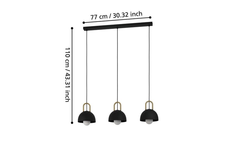 Takpendel Eglo Calmanera med 3 Lampor Svart, Mässing - Svart/Mässing - Belysning - Inomhusbelysning & lampor - Fönsterlampor & fönsterbelysning - Fönsterlampa hängande