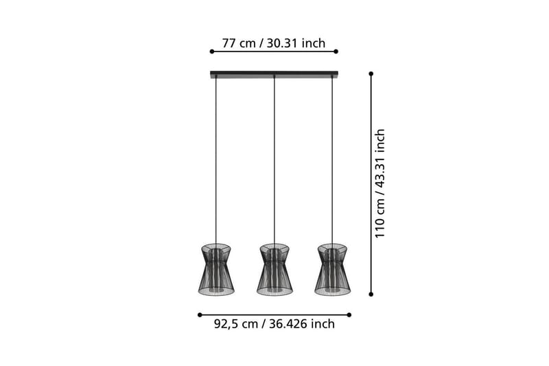 Takpendel Eglo Maseta med 3 Lampor Svart Svart-Transparent - Svart - Belysning - Inomhusbelysning & lampor - Fönsterlampor & fönsterbelysning - Fönsterlampa hängande