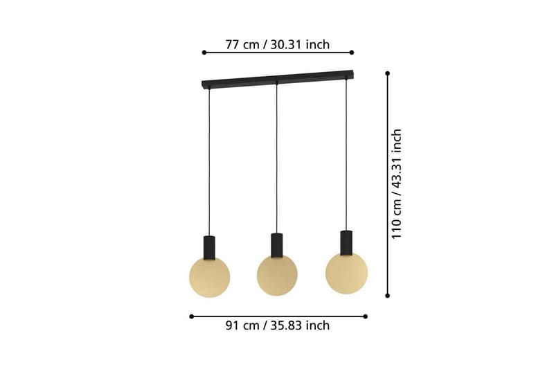 Takpendel Eglo Sarona med 3 Lampor - Svart/Guld - Belysning - Inomhusbelysning & lampor - Fönsterlampor & fönsterbelysning - Fönsterlampa hängande