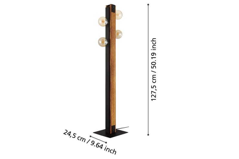 Golvlampa Eglo Layham med 4 Lampor - Svart/Brun - Belysning - Inomhusbelysning & lampor - Golvlampor & golvbelysning