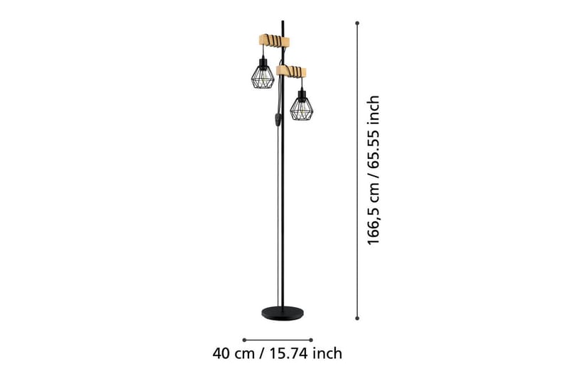 Golvlampa Eglo Townshend 5 med 2 Lampor - Svart/Brun - Belysning - Inomhusbelysning & lampor - Golvlampor & golvbelysning