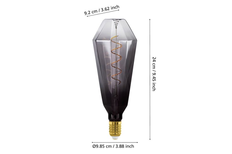 Ljuskälla Eglo LM-E27-LED T100 4W Svart-Transparent Grå - Grå - Belysning - Inomhusbelysning & lampor - Dekorationsbelysning