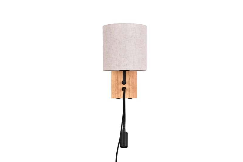 NILAM Vägglampa Med Läslampa 18cm LED+ E27 Naturligt trä - Trä/Beige - Belysning - Inomhusbelysning & lampor - Sänglampa - Sänglampa vägg