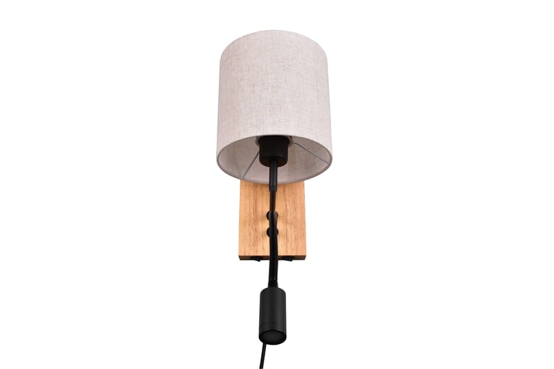 NILAM Vägglampa Med Läslampa 18cm LED+ E27 Naturligt trä - Trä/Beige - Belysning - Inomhusbelysning & lampor - Sänglampa - Sänglampa vägg