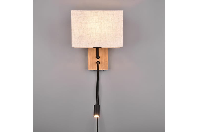 NILAM Vägglampa Med Läslampa 25cm LED+ E27 Naturligt trä - Trä/Beige - Belysning - Inomhusbelysning & lampor - Sänglampa - Sänglampa vägg