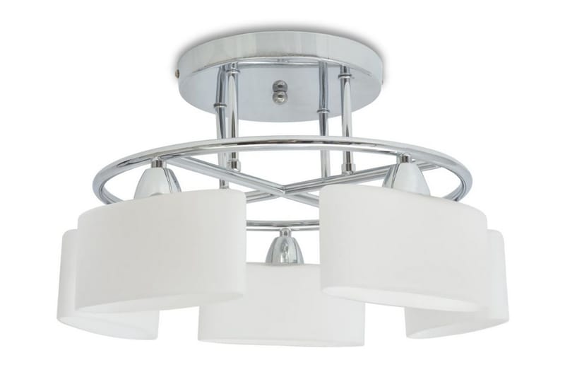 Taklampa med ovala glasskärmar för 5 E14-lampor 200 W - Vit - Kökslampa & pendellampa - Sovrumslampa - Fönsterlampa hängande