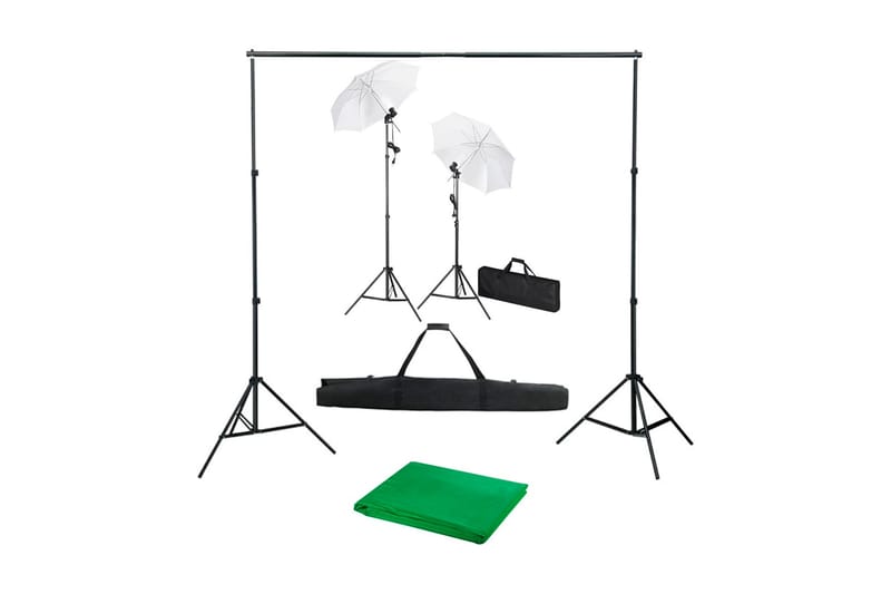 Fotostudio med bakgrunder, lampor och paraplyer - Svart - Fotobelysning & studiobelysning