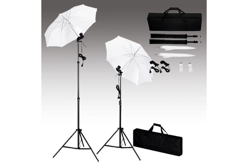 Fotostudio med bakgrunder, lampor och paraplyer - Svart - Fotobelysning & studiobelysning