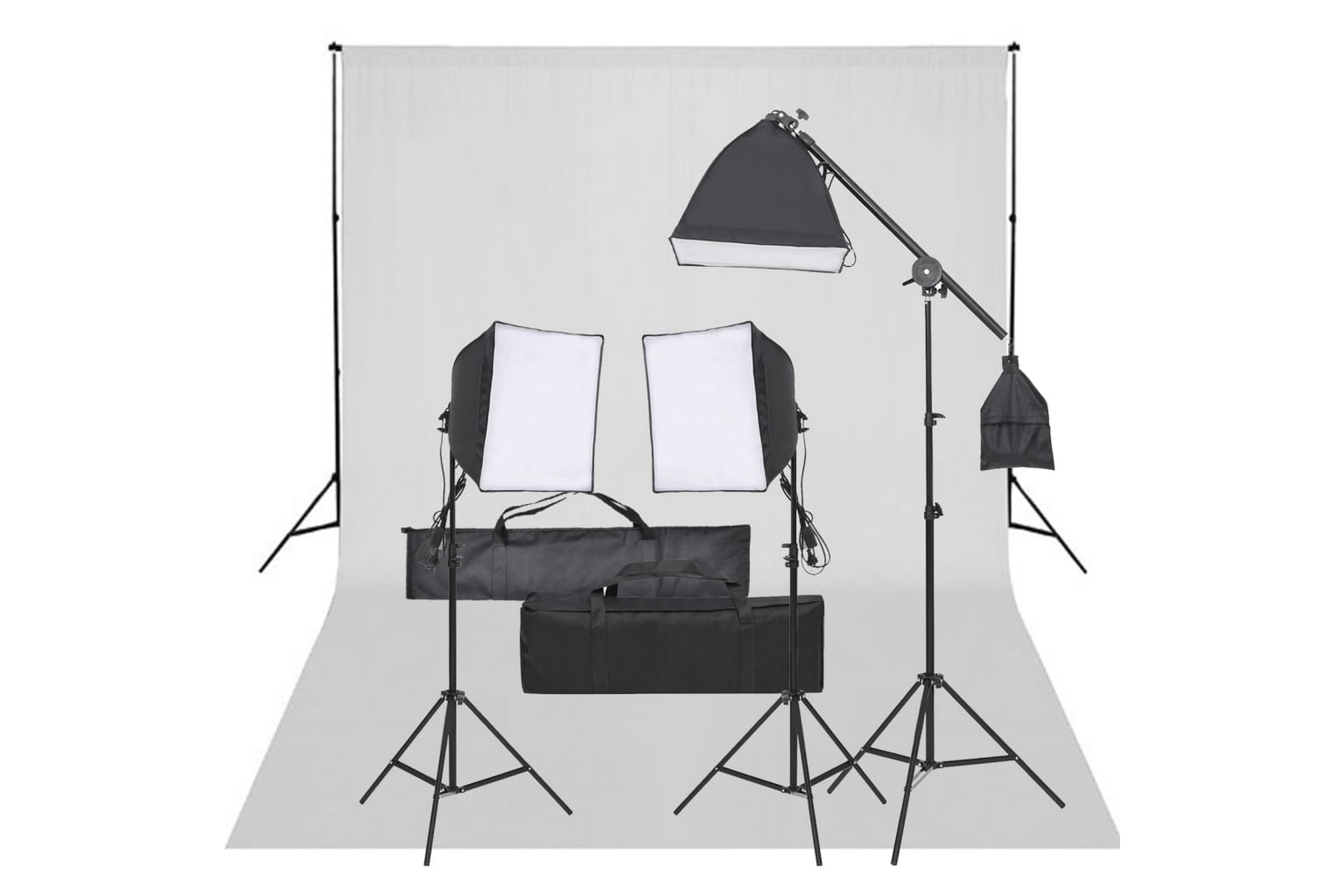 Fotostudio med lampor och bakgrund – Svart