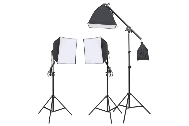 Fotostudio med lampor, bakgrund och reflexskärm - Svart - Belysning - Ljuskällor & glödlampor - Arbetsbelysning - Fotobelysning & studiobelysning