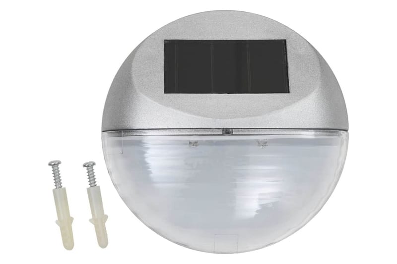 Sollampa vägg LED set 12 st rund silver - Silver - Belysning - Utomhusbelysning - Solcellslampa & solcellsbelysning