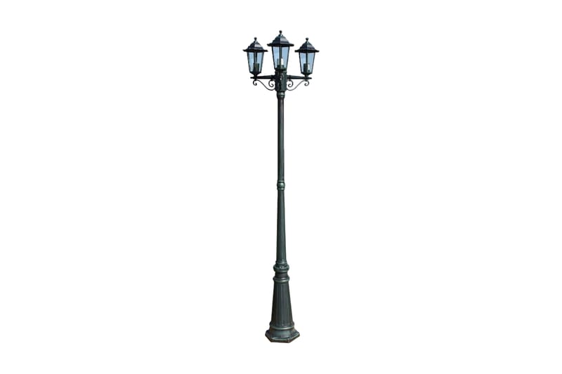 Trädgårdslampa 3 armar 215 cm mörkgrön/svart aluminium - Grön - Belysning - Utomhusbelysning - Stolplyktor & grindlyktor