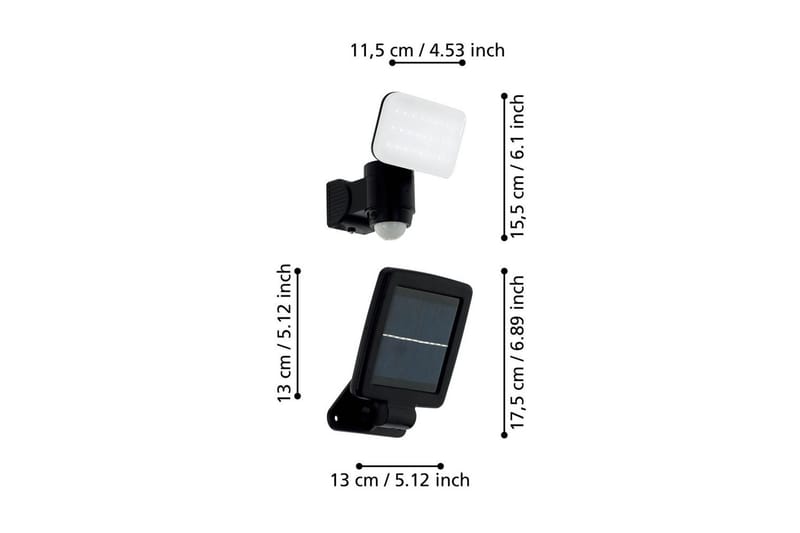 Väggstrålkastare Utebelysning Eglo Casabas med Sensor Svart - Svart/Vit - Belysning - Utomhusbelysning - Solcellslampa & solcellsbelysning