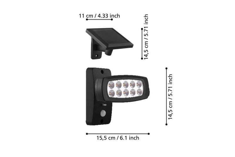 Väggstrålkastare Utebelysning Eglo Palizzi med Sensor - Svart - Belysning - Utomhusbelysning - Spotlights utomhus