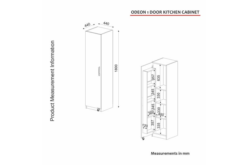 ODEON Högskåp Badrum 44x180 cm Vit - Förvaring - Badrumsförvaring & tvättstuga inredning - Badrumsskåp