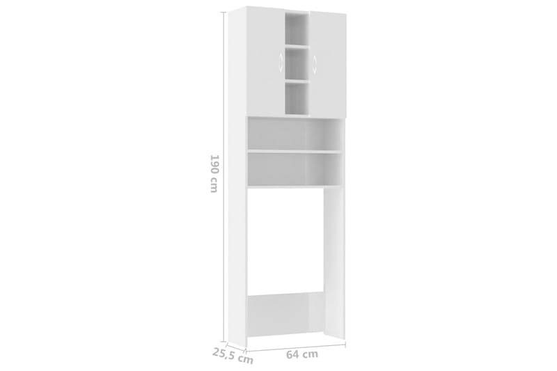 Tvättmaskinsskåp vit högglans 64x25,5x190 cm - Förvaring - Badrumsförvaring & tvättstuga inredning - Badrumsskåp