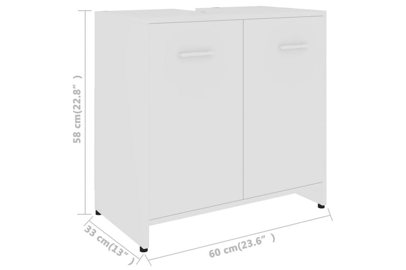 Badrumsskåp vit 60x33x61 cm spånskiva - Vit - Förvaring - Badrumsförvaring & tvättstuga inredning - Badrumsskåp