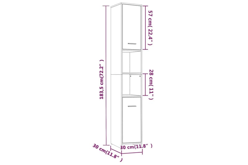 beBasic Badrumsskåp brun ek 30x30x183,5 cm konstruerat trä - Förvaring - Badrumsförvaring & tvättstuga inredning - Badrumsskåp