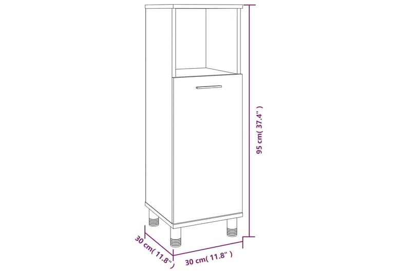 beBasic Badrumsskåp grå sonoma 30x30x95 cm konstruerat trä - Förvaring - Badrumsförvaring & tvättstuga inredning - Badrumsskåp