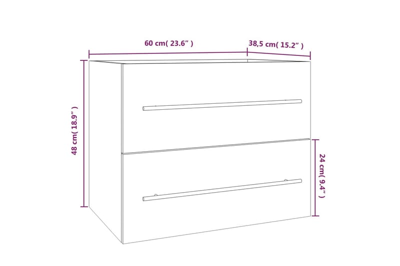 beBasic Tvättställsskåp grå sonoma 60x38,5x48 cm konstruerat trä - Förvaring - Badrumsförvaring & tvättstuga inredning - Badrumsskåp