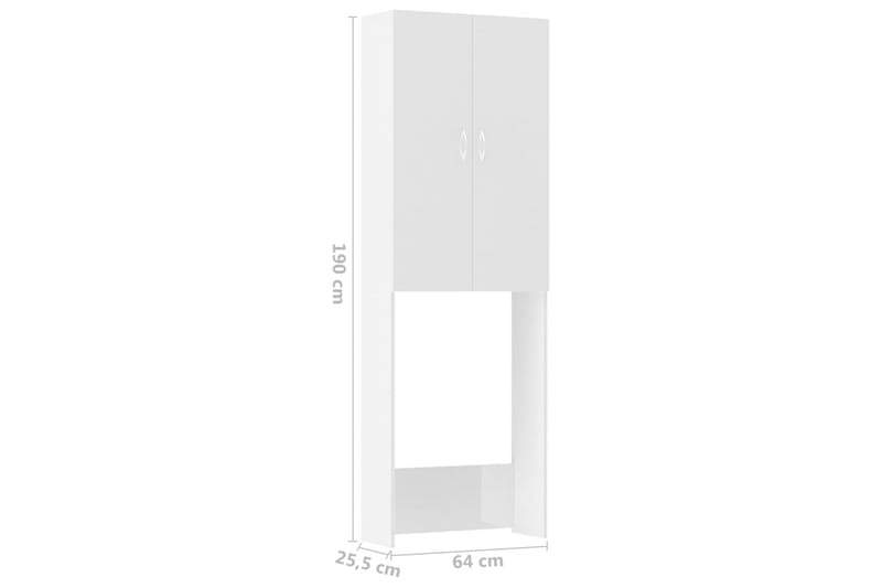 Tvättmaskinsskåp vit högglans 64x25,5x190 cm - Förvaring - Badrumsförvaring & tvättstuga inredning - Badrumsskåp